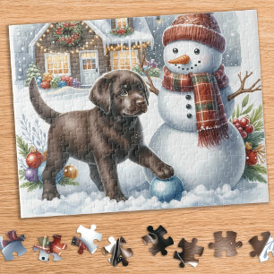 Schokolade Labrador Retriever Welpenhund Weihnacht Puzzle