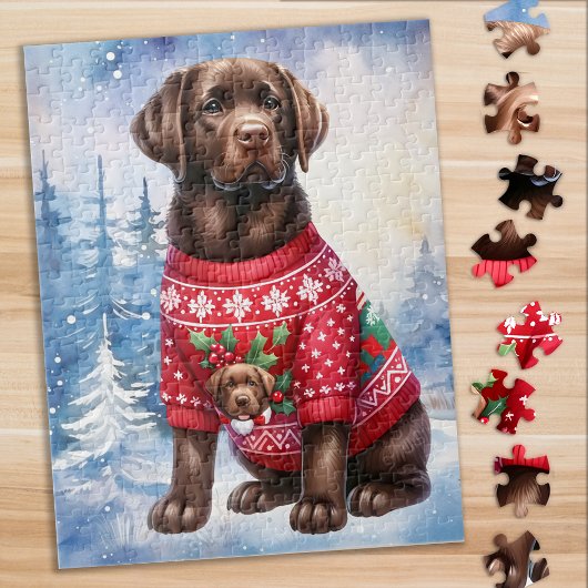 Schokolade Labrador Retriever Welpenhund Weihnacht Puzzle
