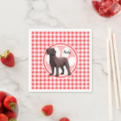 Schokolade Labrador; Rot und Weiß Gingham Serviette (Beispiel)