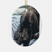 Schokolade Labrador schlafend Keramik Ornament (Rechts)