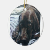 Schokolade Labrador schlafend Keramik Ornament (Links)