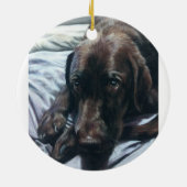 Schokolade Labrador schlafend Keramik Ornament (Hinten)