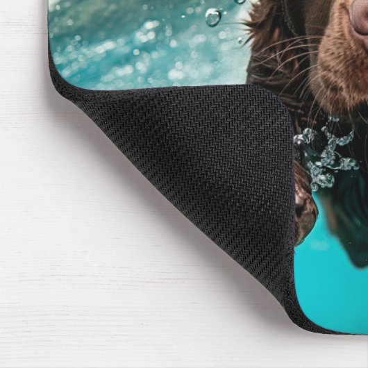 Schokolade Labrador Schwimmen unter Wasser Mousepad (Ecke)