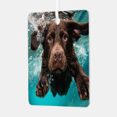 Schokolade Labrador Schwimmen unter Wasser Ornament Aus Metall (Vorderseite links)