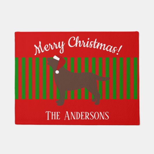 Schokolade Labrador Silhouette Weihnachten Fußmatte (Vorderseite)