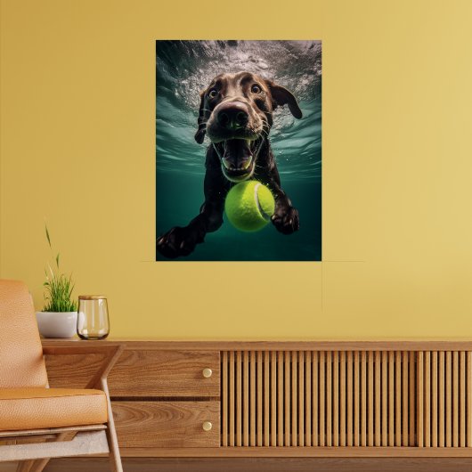 Schokolade Labrador Tauchen unter Wasser Poster (Wohnzimmer 2)