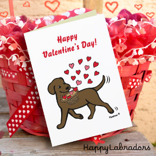 Schokolade Labrador tragende Herzen Valentine Feiertagskarte