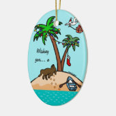 Schokolade Labrador Tropical Christmas Keramikornament (Links)