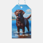 Schokolade Labrador und Blauer See Geschenkanhänger (Rückseite)