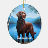 Schokolade Labrador und Blauer See Keramik Ornament (Links)
