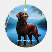 Schokolade Labrador und Blauer See Keramik Ornament (Hinten)