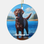 Schokolade Labrador und Blauer See Keramik Ornament (Links)