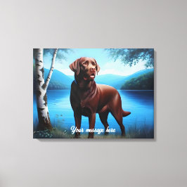 Schokolade Labrador und Blauer See Leinwanddruck