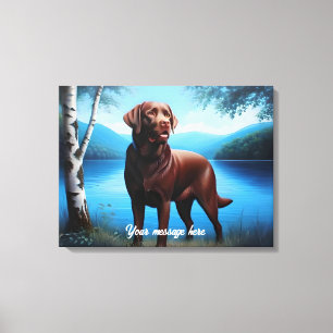 Schokolade Labrador und Blauer See Leinwanddruck