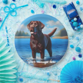 Schokolade Labrador und Blauer See Pappteller (Party)