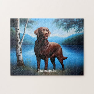 Schokolade Labrador und Blauer See Puzzle