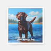 Schokolade Labrador und Blauer See Serviette (Vorderseite)