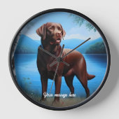 Schokolade Labrador und Blauer See Uhr (Vorderseite)