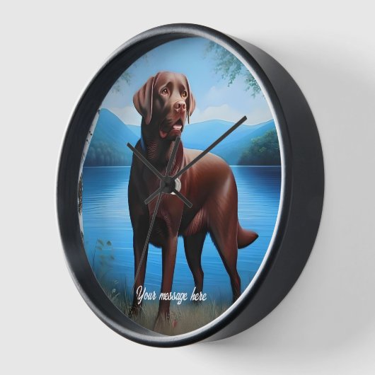 Schokolade Labrador und Blauer See Uhr (Winkel)