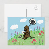 Schokolade Labrador und Brief von einem Freund Postkarte (Vorne/Hinten)