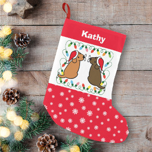 Schokolade Labrador und Fox Red Labrador Santas Kleiner Weihnachtsstrumpf