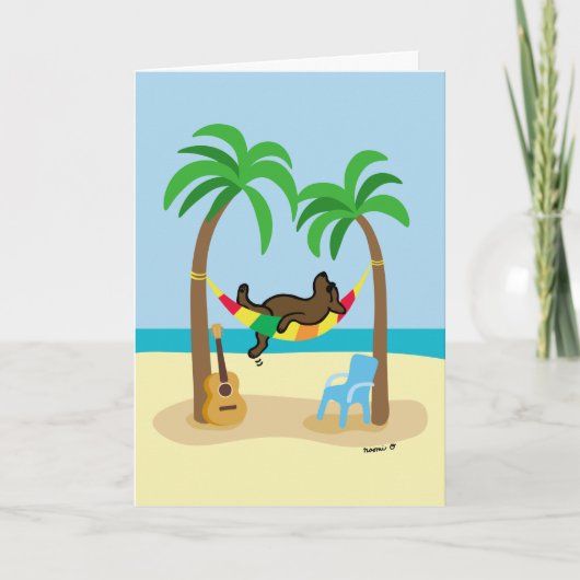 Schokolade Labrador und Hängematten und Palmen Karte (Vorderseite)