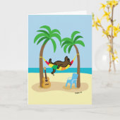 Schokolade Labrador und Hängematten und Palmen Karte (Gelbe Blume)