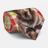 Schokolade Labrador und Karierte Weihnachtshunde N Krawatte (Gerollt)