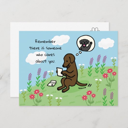 Schokolade Labrador und Letter Jemand Cares Postkarte (Vorne/Hinten)