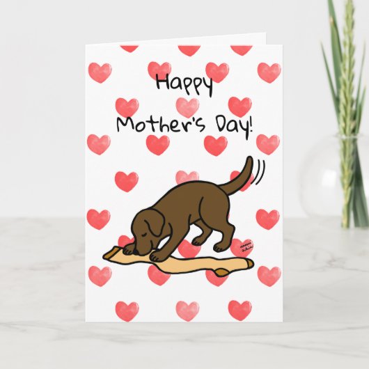 Schokolade Labrador und Muttertag des Strumpfs Karte (Vorderseite)