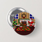 Schokolade Labrador und Sankt-WeihnachtsCartoon Button (Vorne & Hinten)