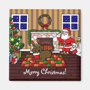 Schokolade Labrador und Sankt-WeihnachtsCartoon Magnet