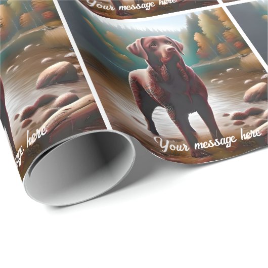 Schokolade Labrador und See Geschenkpapier (Rolleneckpunkt)