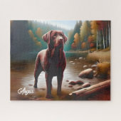 Schokolade Labrador und See Puzzle (Horizontal)