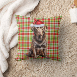 Schokolade Labrador und Urlaub Kariert Weihnachten Kissen