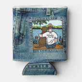 Schokolade Labrador und Vater Lake View Dosenkühler (Vorderseite)