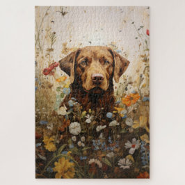 Schokolade Labrador und Wildblumen Puzzle