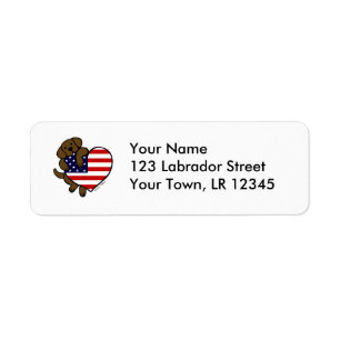 Schokolade Labrador & US Flag Herz 2 Cartoon
