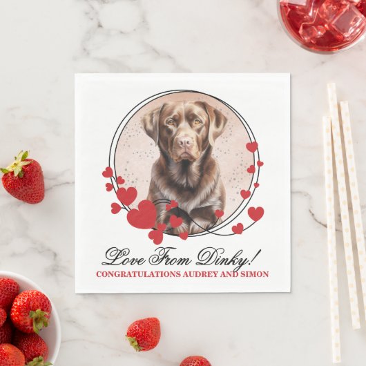 Schokolade Labrador Valentine Wedding Dog Foto Serviette (Beispiel)