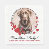 Schokolade Labrador Valentine Wedding Dog Foto Serviette (Vorderseite)