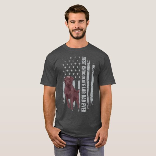 Schokolade Labrador Vater American Flag Brown Labr T-Shirt (Vorne ganz)