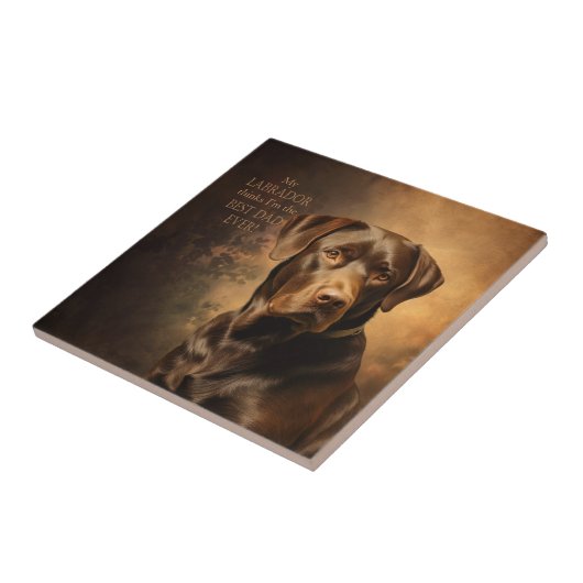 Schokolade Labrador Vater Fliese (Seite)