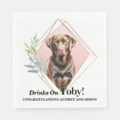Schokolade Labrador Wedding Dog Foto Napkins Serviette (Vorderseite)
