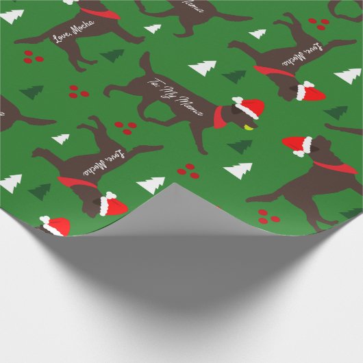 Schokolade Labrador Weihnachten angepasste Add Dog Geschenkpapier (Ecke)