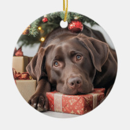 Schokolade Labrador Weihnachten Keramik Ornament