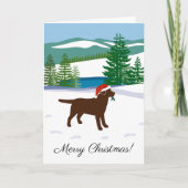 Schokolade Labrador Weihnachtsansicht Feiertagskarte (Vorderseite)