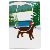 Schokolade Labrador Weihnachtsansicht Mittlere Geschenktüte (Vorderseite)