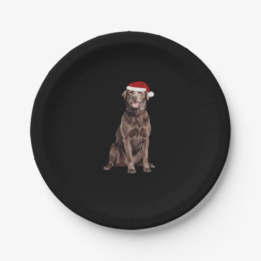 Schokolade Labrador Weihnachtsbaum Hund Welpe Wass Pappteller (Vorderseite)
