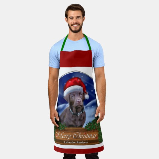 Schokolade Labrador Weihnachtsgeschenke Schürze (Getragen)