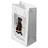 Schokolade Labrador Weihnachtsgeschenktasche Kleine Geschenktüte (Rückseite Schrägansicht)